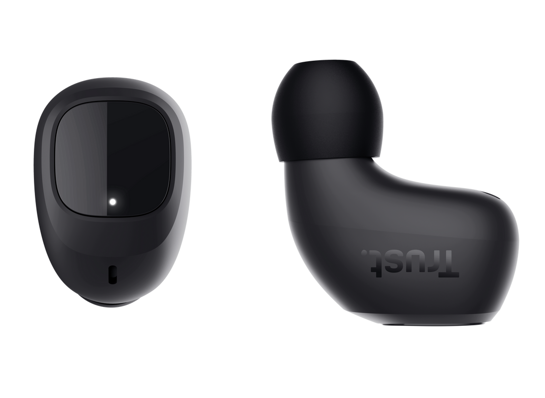 Nika Compact Bluetooth Wireless Earphones - black-Top