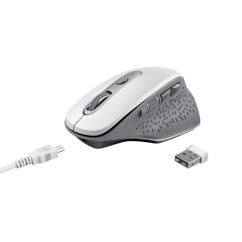 Ozaa Rechargeable Wireless Mouse - white-Visual